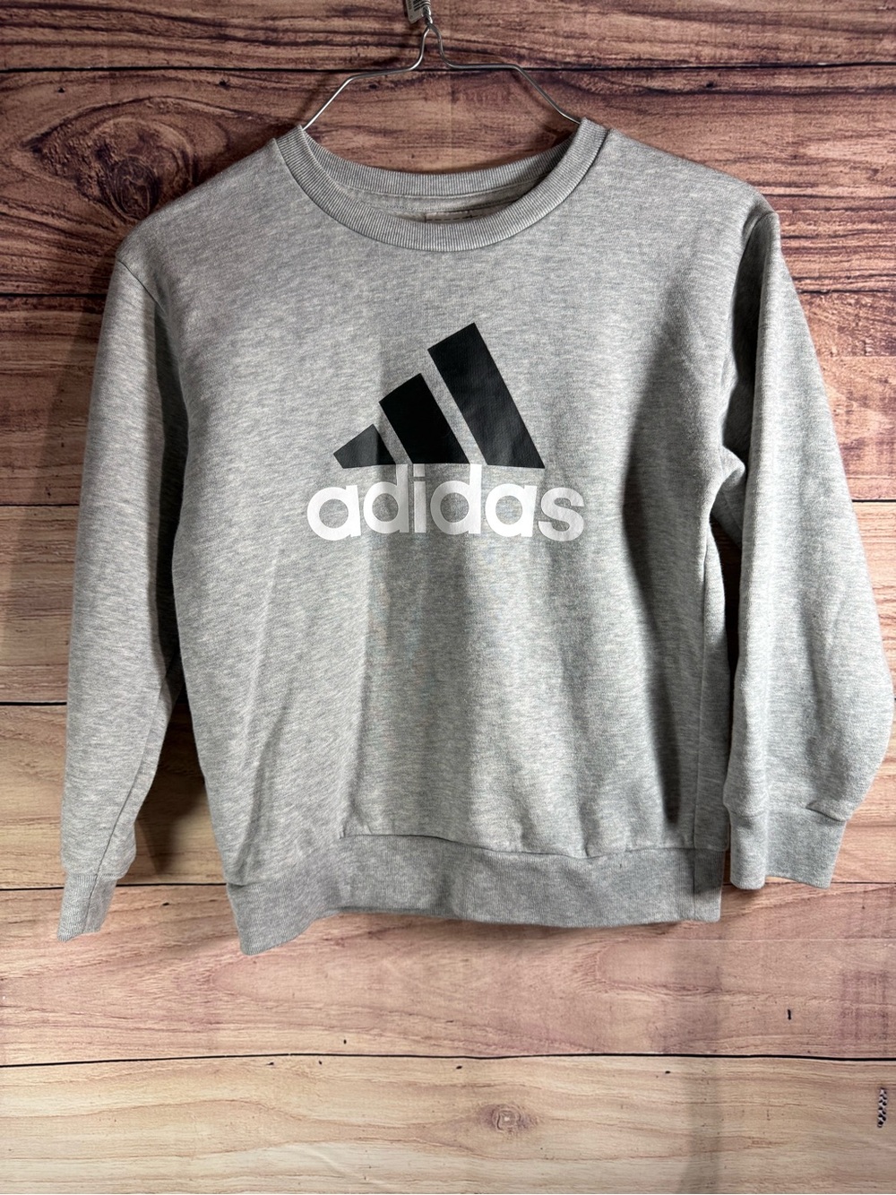 adidas kids Light Gray Crewneck Sweatshirt with Black Logo